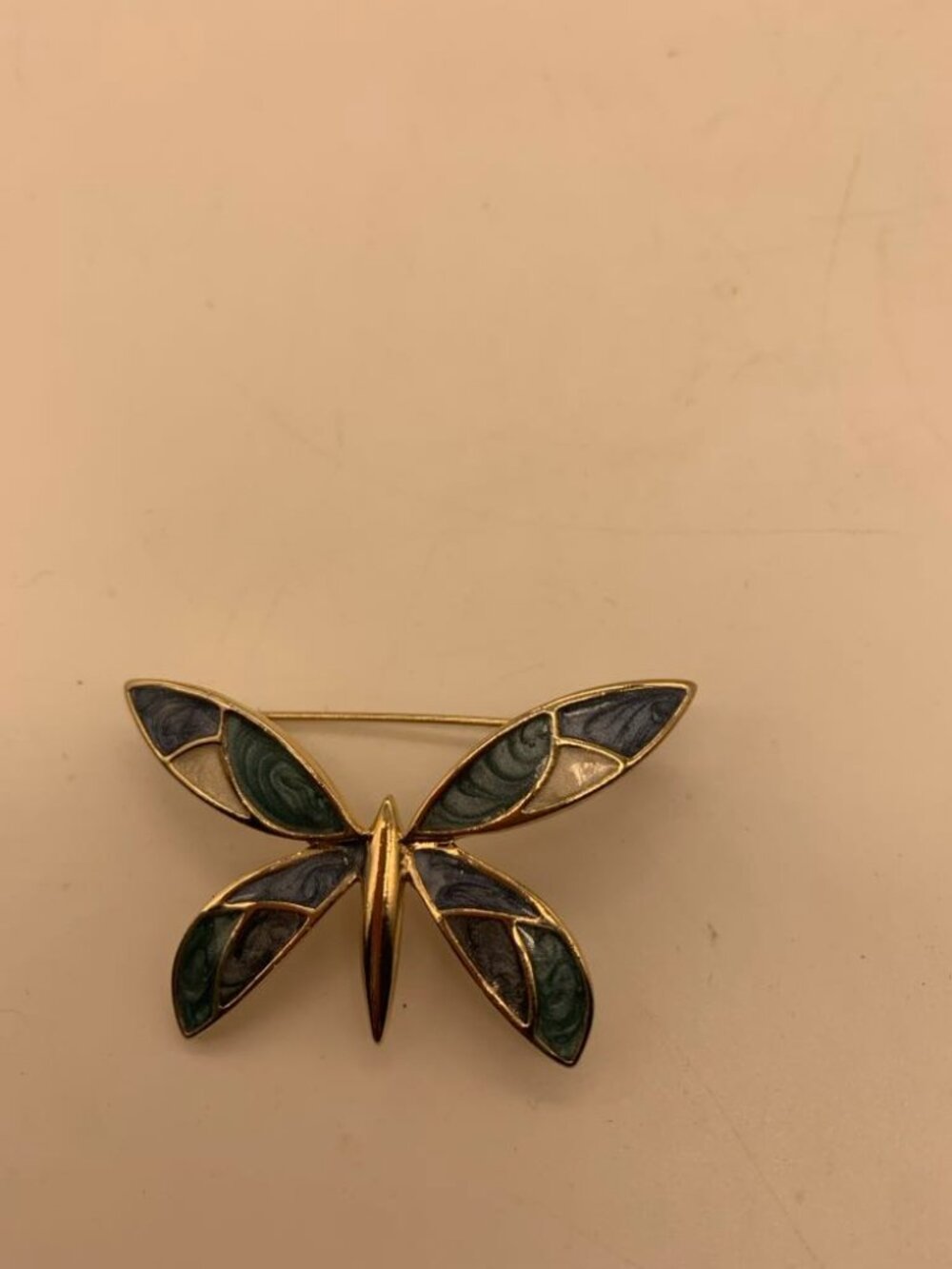 Vintage Liz Clairborne Blue Enamel Silver Tone Butterfly Brooch